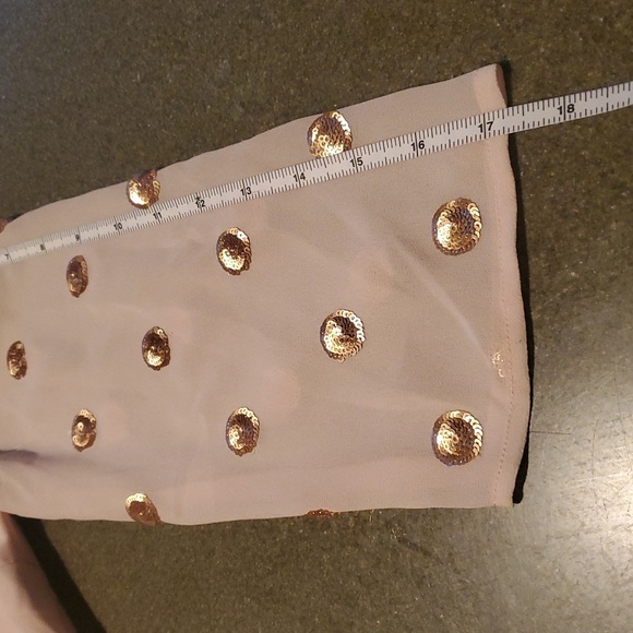 Talbots Elegant Blush with Gold Accents Lined Long Slv Event Sz. S Blouse Top - Picture 7 of 13